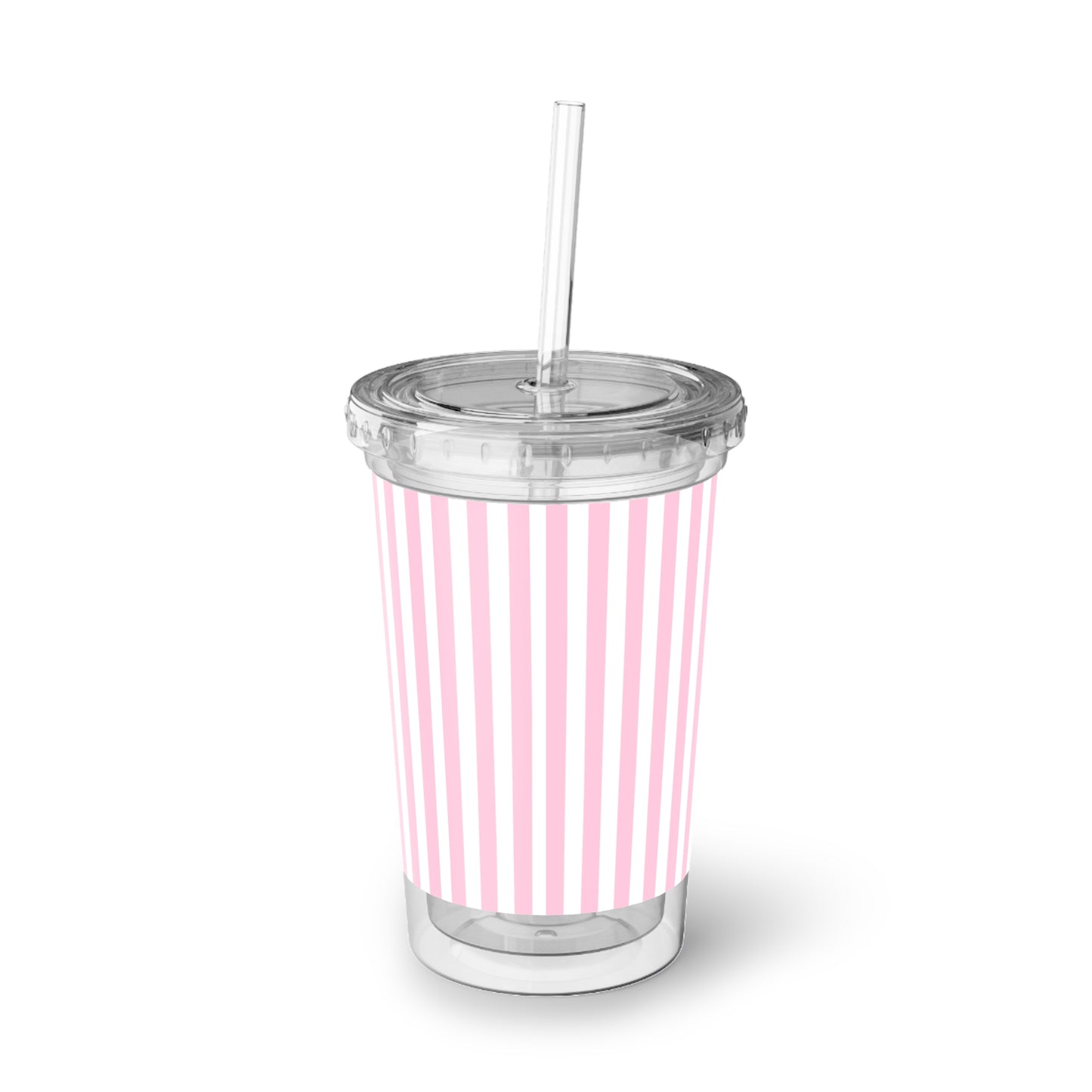 Khaleesi Amorah Design Studio pink and white stripe emblem logo Suave Acrylic Cup